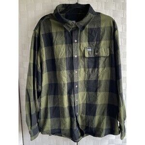 Smiths Workwear Shirt Plaid Flannel Buffalo Check Lumberjack Green Black Men 2XL